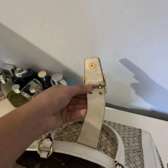 COACH Woven Tote Bag Beige 24a - Picture 5 of 6